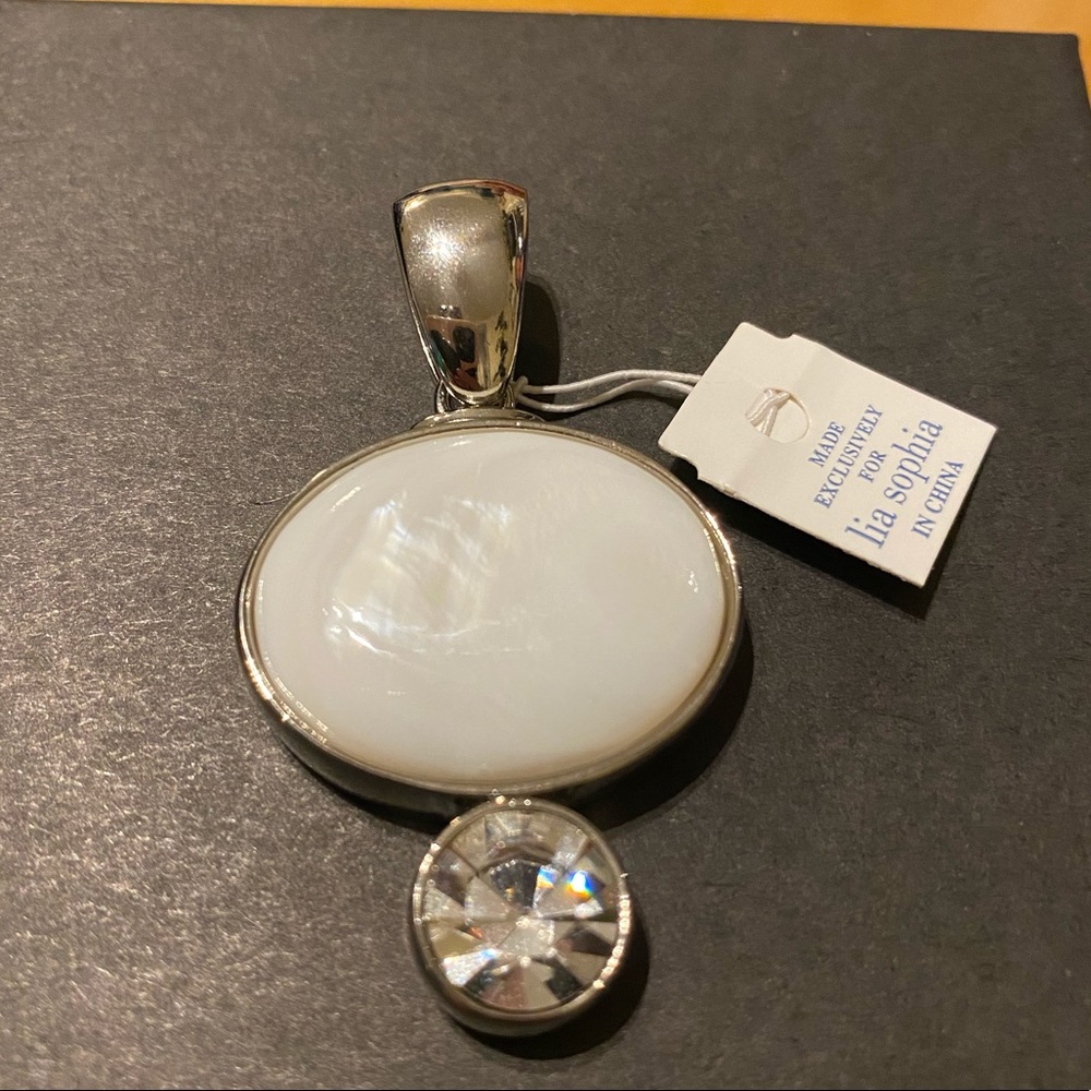 Lia Sophia White Crystal Necklace Pendant